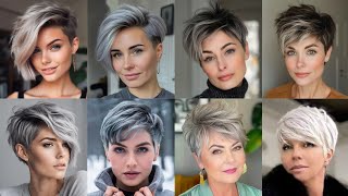 Best Short Garay 🩶 Hairstyles amp Haircuts Ideas For Women Over 40 50 60  Classic Pixie Spiky Haircut [upl. by Yrbua]