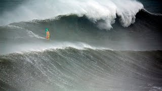 Australian Windsurfer Jason Polakow Rides the Giant Waves of Nazarés Praia do Norte [upl. by Silloc]