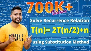 L24 Recurrence Relation  Tn 2Tn2 n  Substitution Method  Algorithm [upl. by Anihsit]