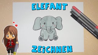 Elefant einfach malen für Kinder  ab 7 Jahren  Malen mit Evi  deutsch [upl. by Eemak207]