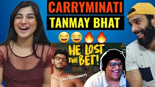 Carryminati  CarryMinati LOST THE BET 😂😂 Tanmay Bhat Reaction video  Carryminati reaction video [upl. by Asylem]