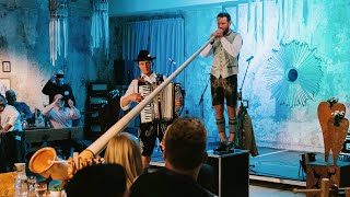 Alphorn alpine horn from Switzerland played in Germany by Bavarian folk music band Bergvagabunden [upl. by Gilead]