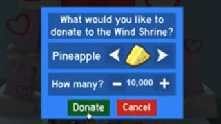 Donating 10000 Pineapples To the Windshrine  Roblox Bee Swarm Simulator [upl. by Acsehcnarf]