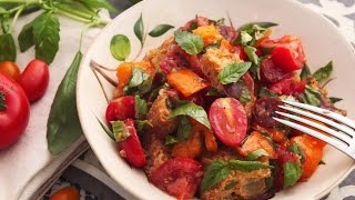 Recipe of Classic Panzanella Salad Tuscan Style Tomato and Bread Salad [upl. by Ardnaxila]