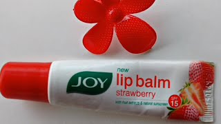 Joy Strawberry Lip Balm Review  Affordable Lip Balm [upl. by Brynna]