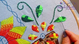 Bordado para hojas y pétalos pequeños embroidery bordadosamano tutorial handembroidery [upl. by Nitin57]