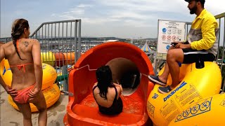 Hole Water Slide at Marina Aquapark Istanbul Turkey 4k [upl. by Afatsom44]