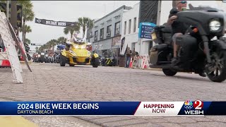 Visitors arrive in Daytona Beach for Bike Week [upl. by O'Donnell]