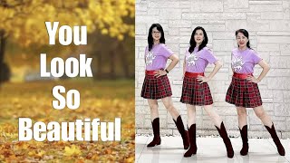 You Look So Beautiful Line Dance demo amp count [upl. by Egrog]