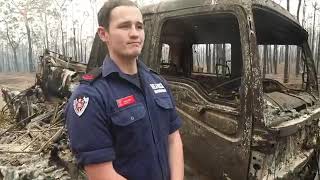 BURNOVER Firetruck Overrun by Bushfire [upl. by Jennica]