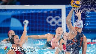 Netherlands top Hungary in a gritty round of womens water polo  Paris Olympics  NBC Sports [upl. by Auqenat]