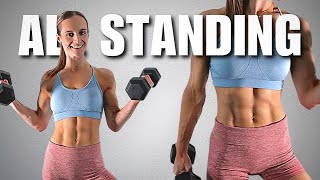 20 MIN ALL STANDING HIIT WORKOUT WITH WEIGHTS  Low Impact [upl. by Reginald]