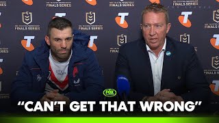 Robbo SPRAYS referees after crucial quotwrongquot call  Roosters Press Conference  Fox League [upl. by Carling]