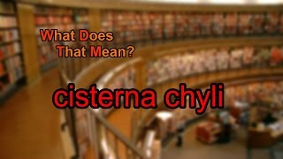 What does cisterna chyli mean [upl. by Nerw972]