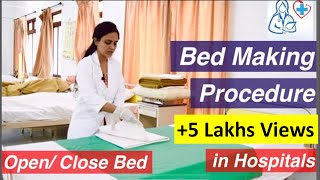 OpenClose Bed making procedure l Bedmaking Part 2 l Medical and Nursing l Rashmi Rajora from [upl. by Kellie687]