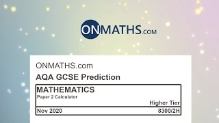 2020 November AQA Higher Paper 2 Maths GCSE Predicted Paper Non Calculator Exam 83002H Nov 2020 [upl. by Grace]