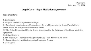 Legal Case  Illegal Mediation Agreement [upl. by Eniamirt]