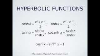 Differentiation of Hyperbolic Functions [upl. by Sarkaria77]