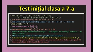 Test initial matematica clasa 7 exercitii rapoarte si proportii geometrie clasa 6 ecuatii modul [upl. by Nos]