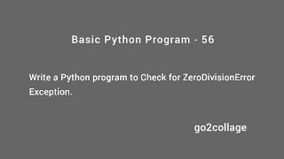 EP 56  Language Python  Basic Program I go2collage [upl. by Lierbag]