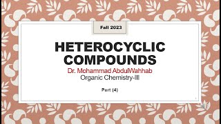 Heterocyclic Compounds Pyrrole Furan and Thiophene  Characters [upl. by Ronnie936]