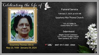 Burial Service  Sosamma Thomas Alice  Video by MAF 917 8686960 [upl. by Wojak]