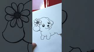 HOW TO DRAW A DOG EASY  Cute Dog Drawing EASY [upl. by Mallis]