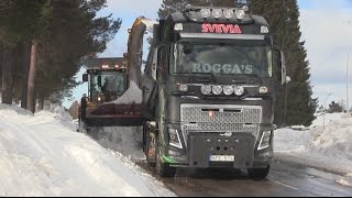 Volvo L90G with Øveraasen snowblower loading four trucks [upl. by Aihcsrop863]