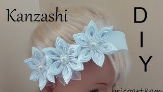 DIY MK Bandeau bébé Baby Headband Kanzashi flower [upl. by Ysdnyl932]