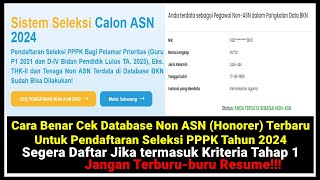 Cara Cek Non ASN Honorer terdata dabatase BKN Terbaru untuk Seleksi PPPK Tahap 1 Tahun 2024 [upl. by Flint]