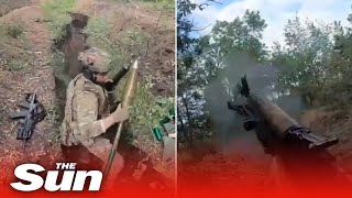 Footage shows tense firefight between Ukrainian and Russian forces [upl. by Acihsay]