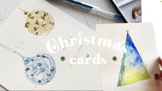 Christmas Cards Watercolor Painting for Beginners [upl. by Llehcram]