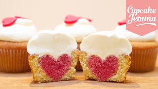 How to Bake a Heart Inside a Cupcake  Cupcake Jemma [upl. by Bloem]