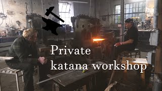 Katana making  Japanese sword making course with a customer [upl. by Esinnej]