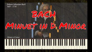 JS Bach  Minuet in D Minor  Piano Synthesia Tutorial  Library of Music [upl. by Afton]