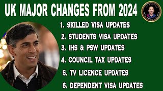 UK MAJOR CHANGES FROM 2024 SKILLED VISA IHS SURCHARGE DEPENDENT VISAPSWMINIMUM WAGE STUDENT [upl. by Yursa251]