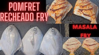 POMFRET RECHEADO MASALA FRY  GOAN STYLE POMFRET FRY  Cleaning Pomfret fish [upl. by Ramedlaw133]