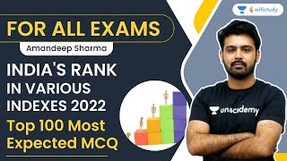 Indias Rank In Various Indexes 2022  Top100 Most Expected MCQ  All Exams  Amandeep Sharma [upl. by Orban639]