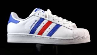 Adidas Originals Superstar en blanco combinado con azul y rojo [upl. by Ruffin106]