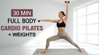 30 Min Cardio Pilates  Strength with Weights or Water Bottles  Fat Burning  Toning No Repeat [upl. by Rhetta]