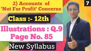 Account of Not for Profit Concerns  illustrations Q9  Page No85  Class 12th  New Syllabus [upl. by Annoid]