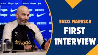 Enzo Maresca FIRST INTERVIEW As Chelsea Head Coach [upl. by Aramad655]