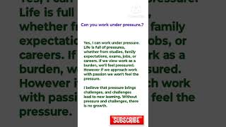 Can you work under pressure common job interview questions and answers [upl. by Ericka]