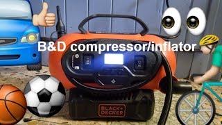 Black and Decker 12v18v220v compressortire inflator with gauge review [upl. by Elatnahs]