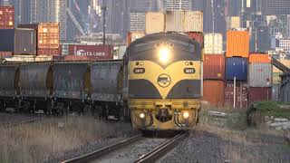 BRILLIANT VINTAGE LOCOMOTIVES hauling Broad Gauge grain trains around Victoria [upl. by Mcgaw]