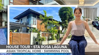 House Tour 68 • Inside a Warm amp Cozy Modern Asian Tropical Home with Swimming Pool in Laguna [upl. by Yelyr]