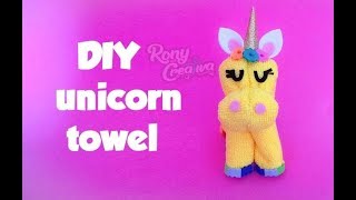 DIY UNICORN towel  FACE CLOTH ANIMALS  unicornio de toalla  Ronycreativa English Channel [upl. by Leuqar]