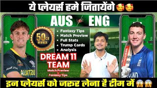 ENG vs AUS Dream11 Team Today Prediction AUS vs ENG Dream11 England vs Australia Dream11 [upl. by Nirej484]