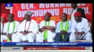 Gov Rochas Hosts PresidentElect Buhari As Guber Polls Approach Pt2 070415 [upl. by Skylar]