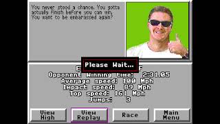 Stunts 1990 Broderbund PC MSDOS First Race against Smokin Joe Stallin [upl. by Mont630]